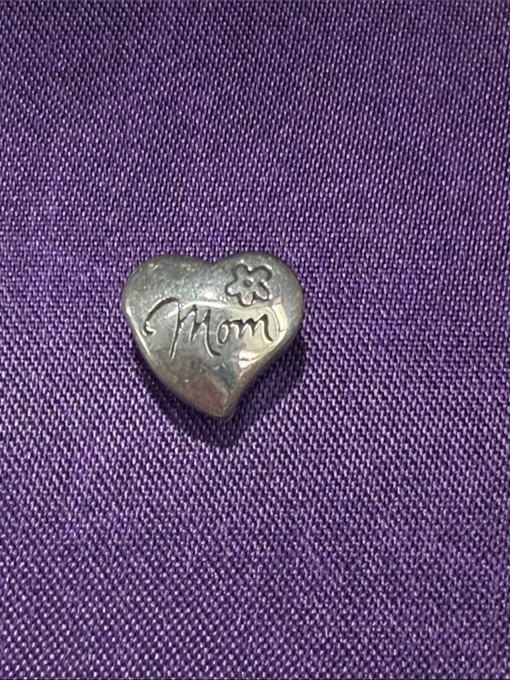 Heart 'Mom' Charm Pendant in Silver Tone Brighton